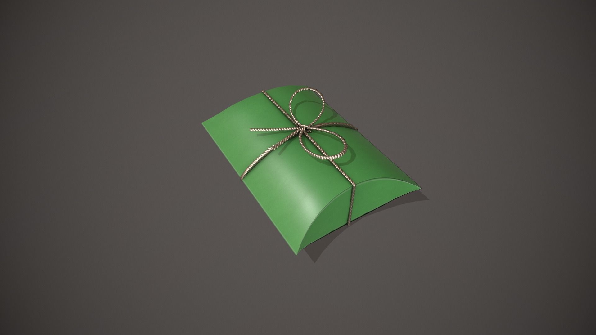 Green and Silver Pillow Gift Box Low-poly 3D model_10
