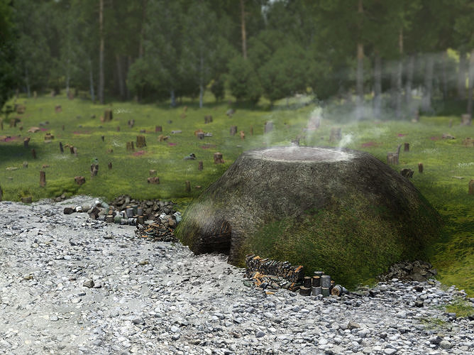 Roman and Medieval lime kiln oven Low-poly 3D model