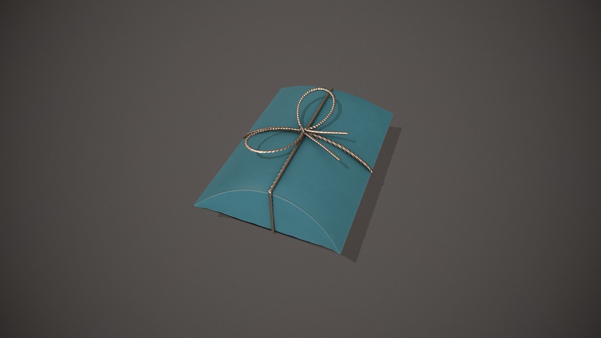 Blue and Silver Pillow Gift Box Low-poly 3D model_3