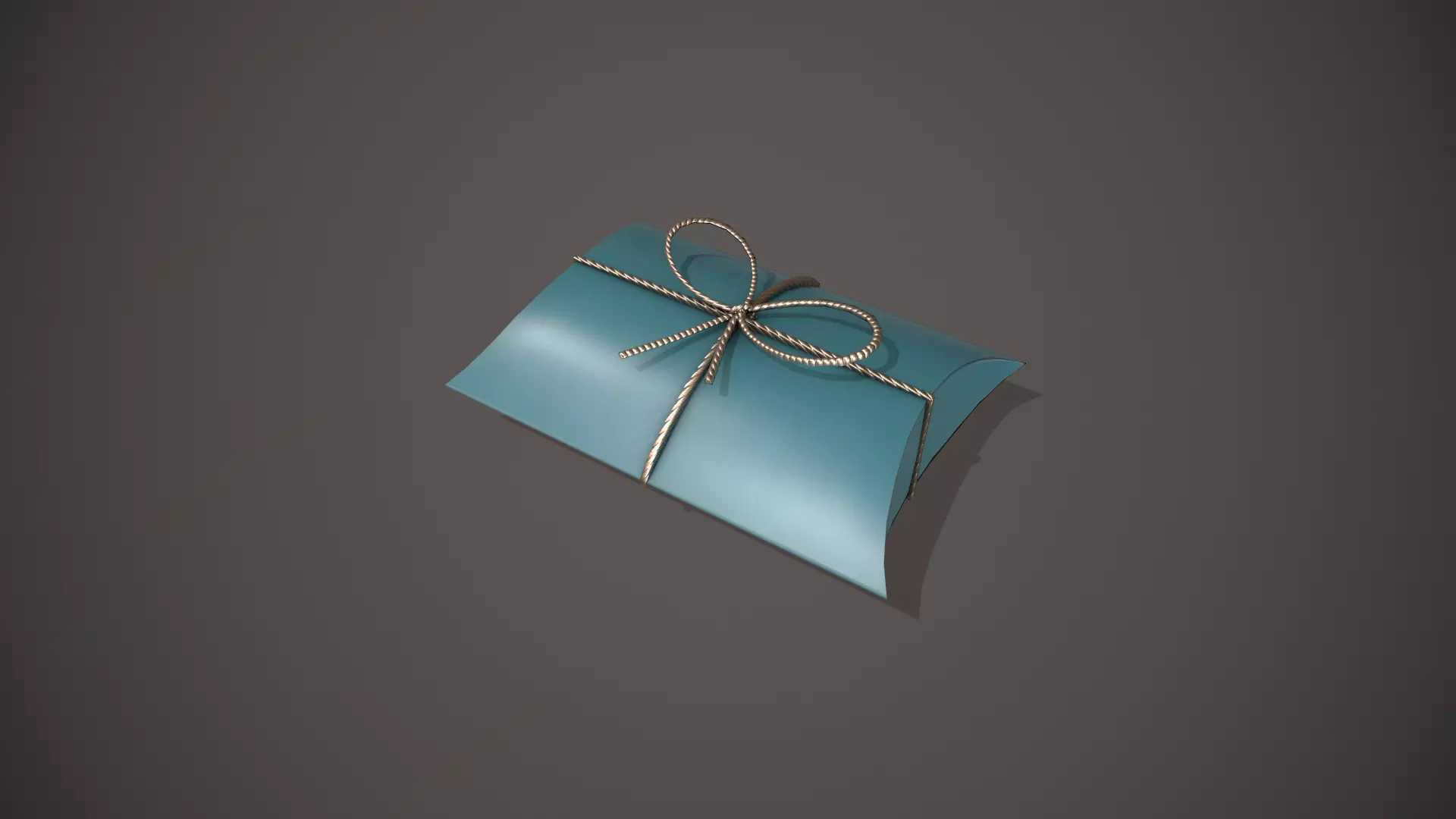 Blue and Silver Pillow Gift Box Low-poly 3D model_0