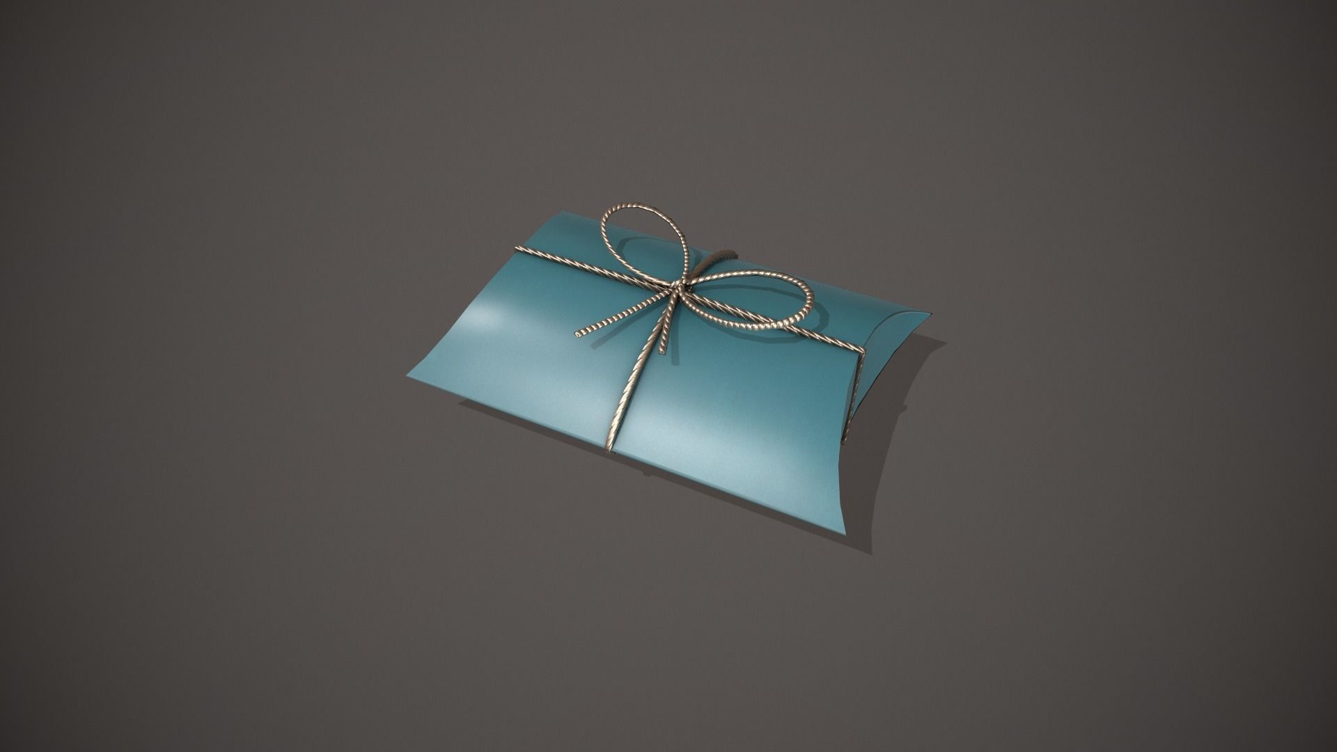 Blue and Silver Pillow Gift Box Low-poly 3D model_11