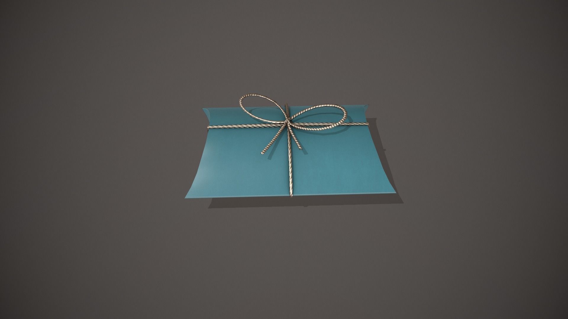Blue and Silver Pillow Gift Box Low-poly 3D model_1