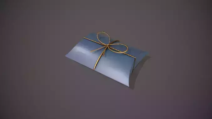 Blue and Gold Pillow Gift Box Low-poly 3D model
