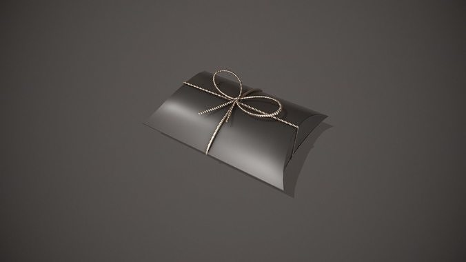 Black and Silver Pillow Gift Box Low-poly 3D model