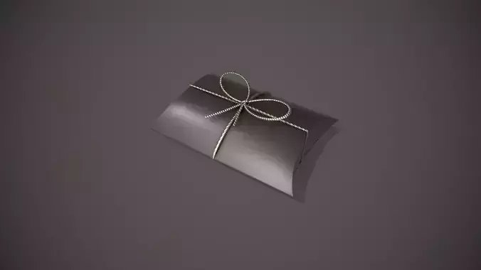 Black and Silver Pillow Gift Box Low-poly 3D model