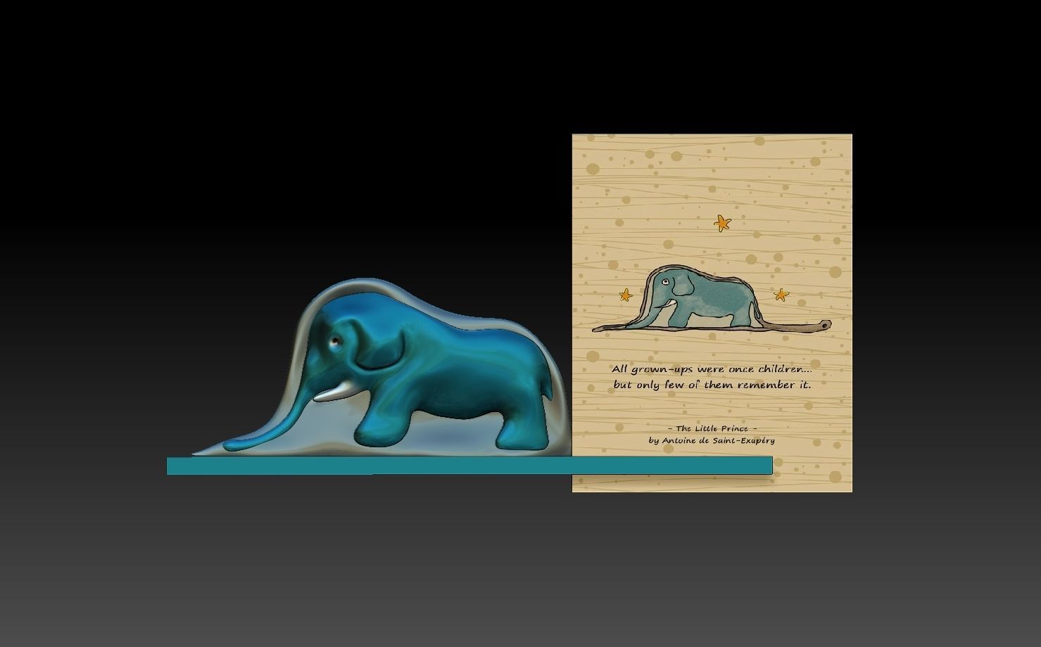 The elephant inside the snake 3D print model_1