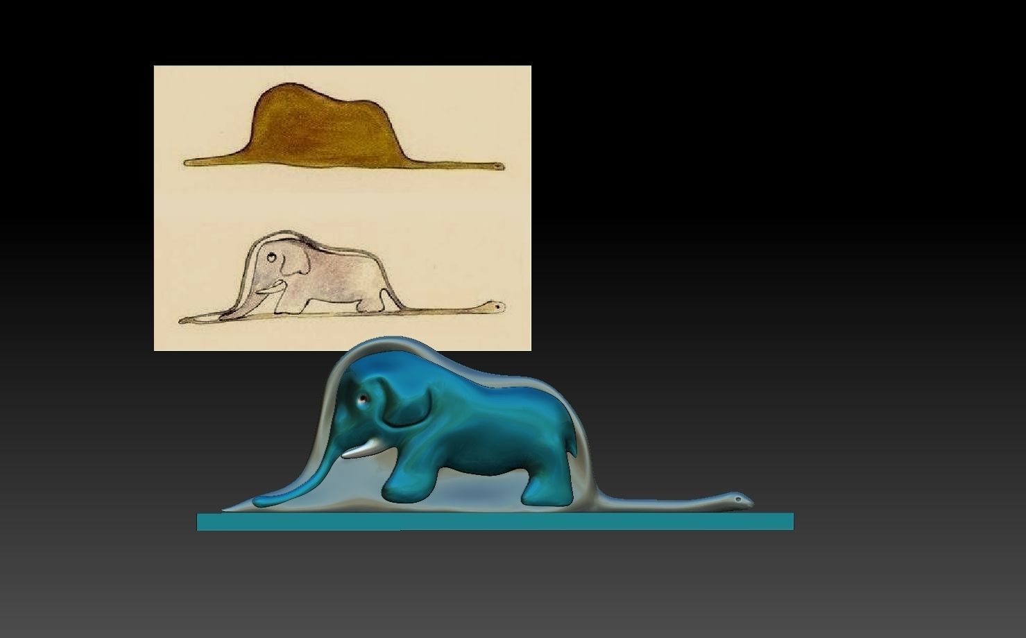 The elephant inside the snake 3D print model_2