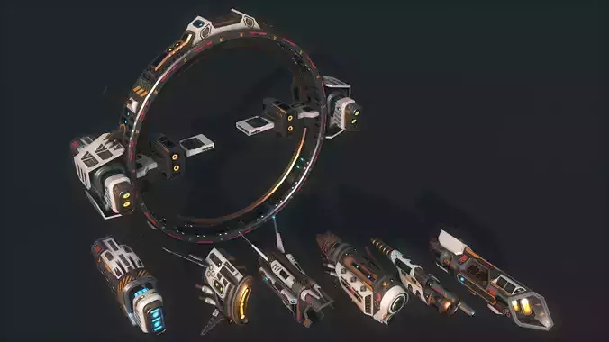 Spacecraft Engine Pack Low-poly 3D model