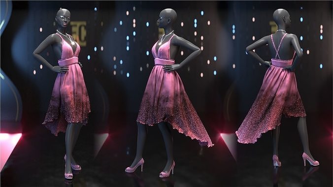 Evening Dress in 3DS Max - Marvlous Designer  3D model