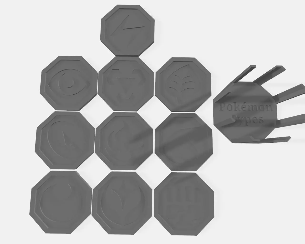 Pokemon types coaster set 3D print model