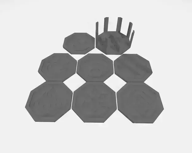 genshin impact visions coaster set 3D print model