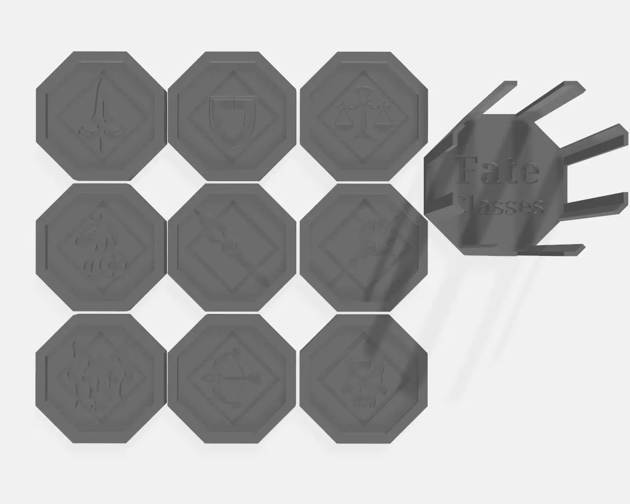FATE classes coaster set 3D print model_0