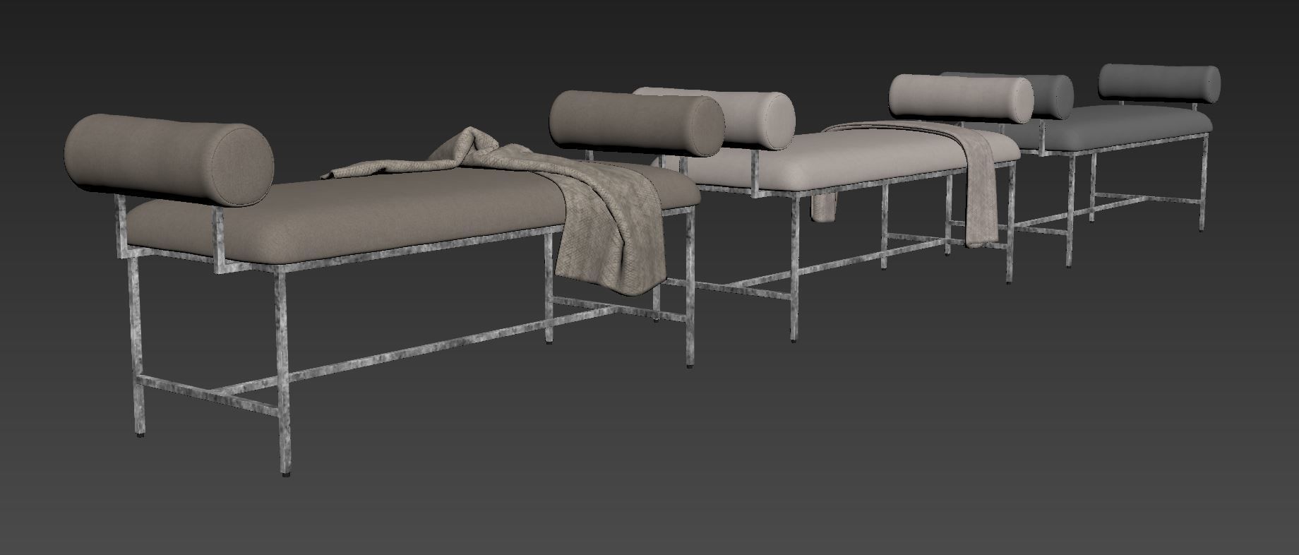 Miller Bolster Metal Bench by Worlds Away 3D model_7