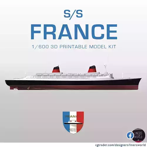 Paquebot FRANCE 1960 - ocean liner 1-600 printable model kit 3D print model