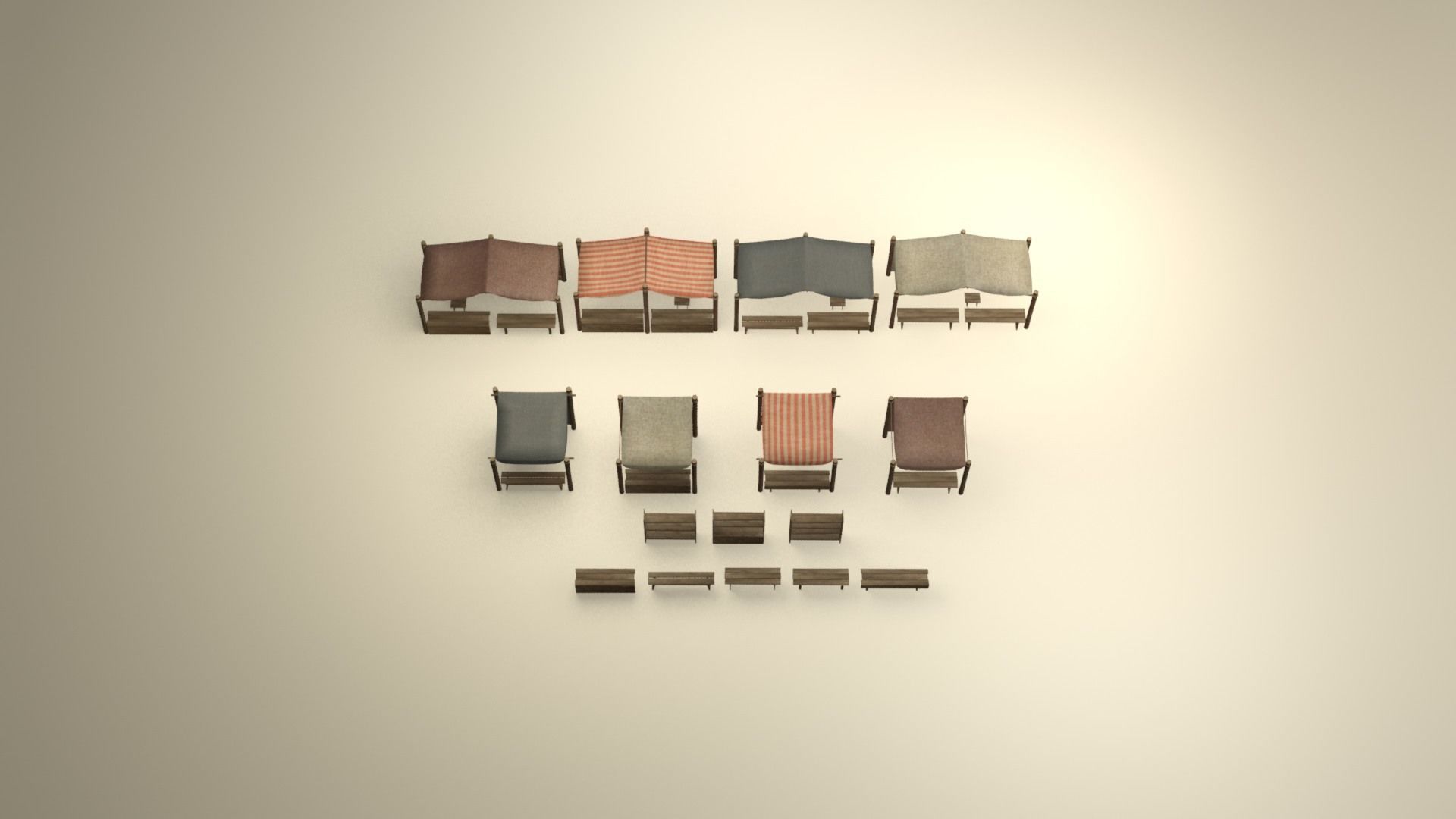 Medieval street markets modular collection Low-poly 3D model_12