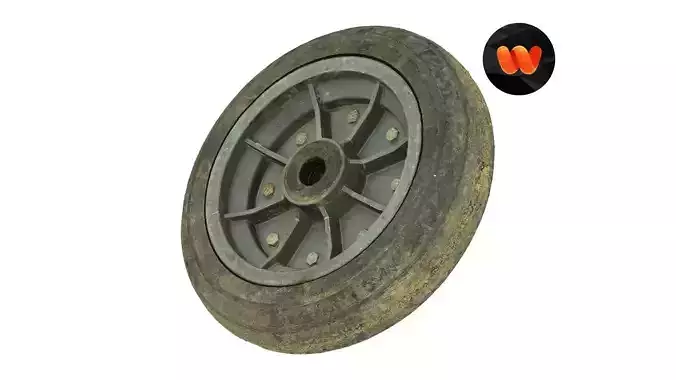 Plastic Wheel with Tire Raw Scanned