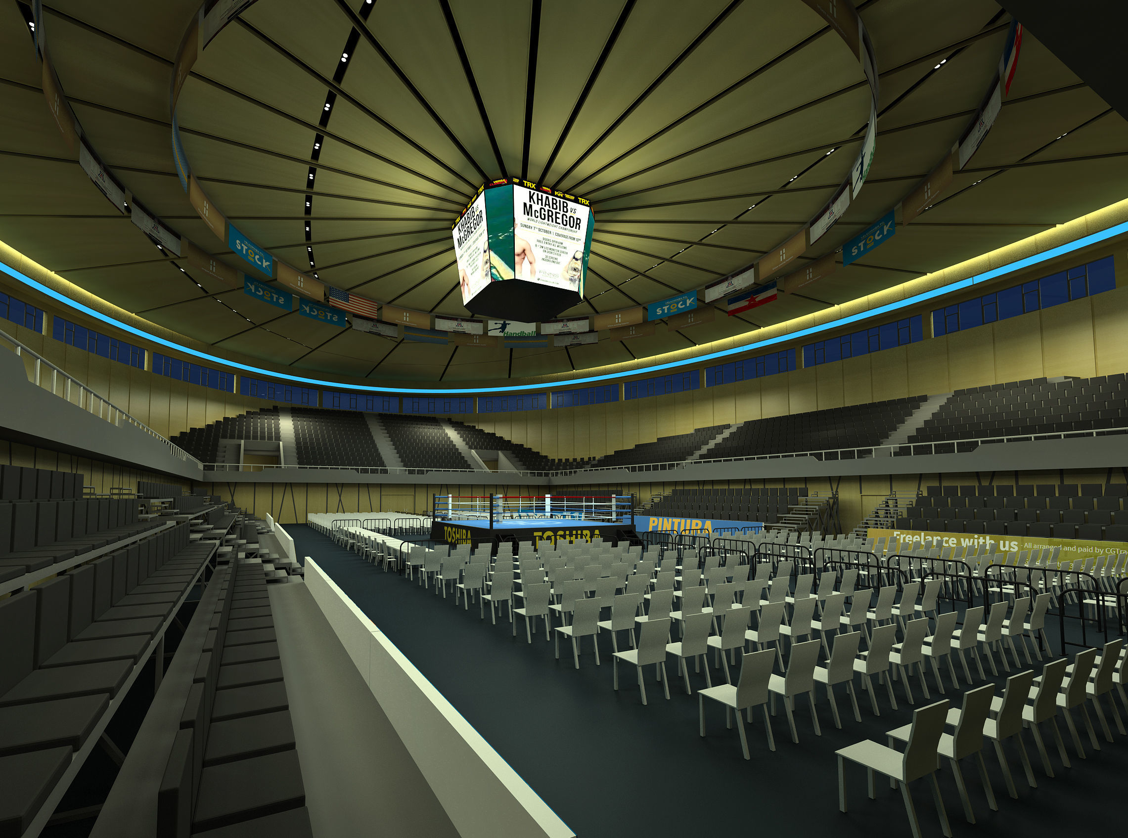 Boxing Arena 3D model_2