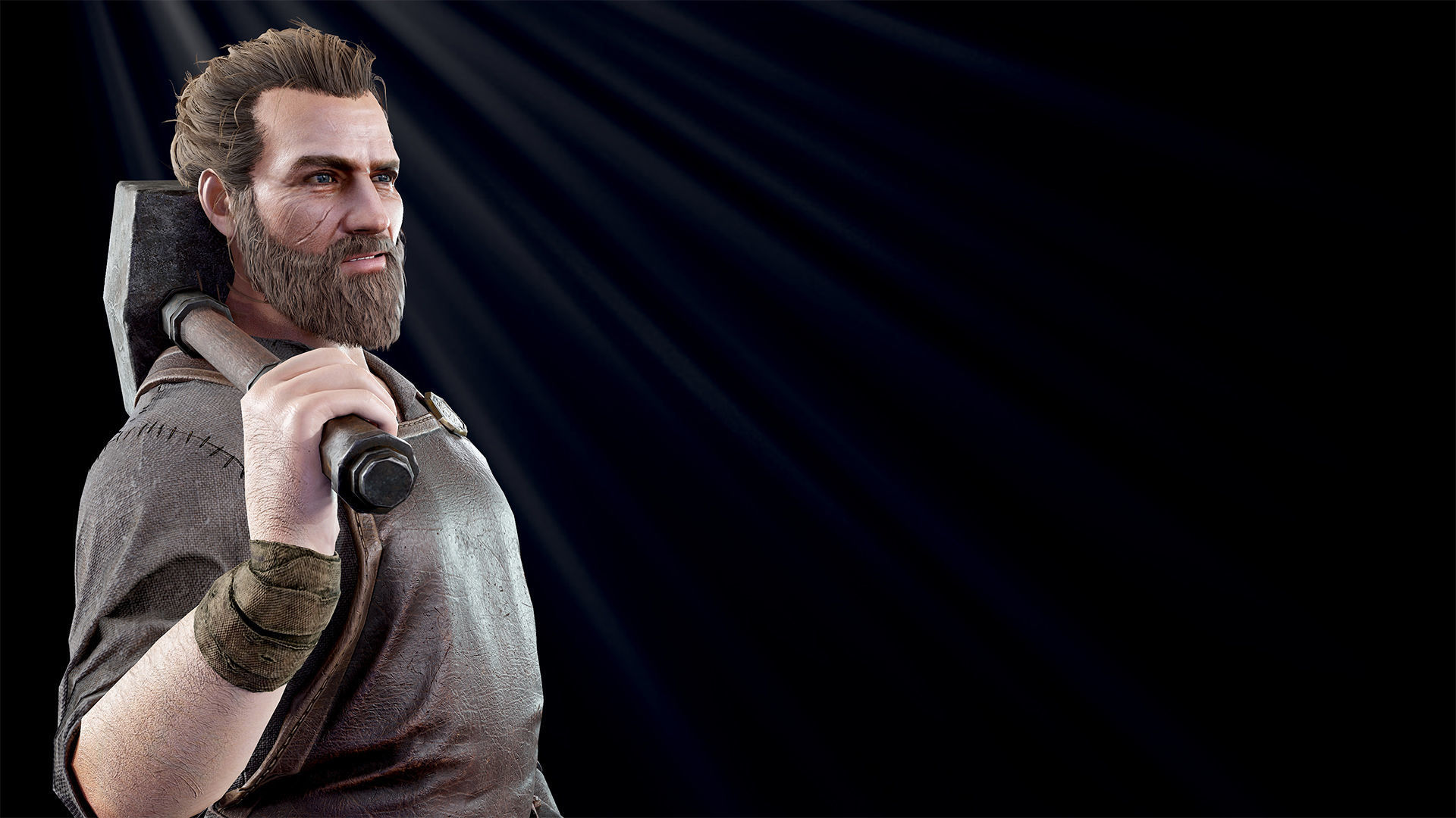 Blacksmith man in apron Low-poly 3D model_9