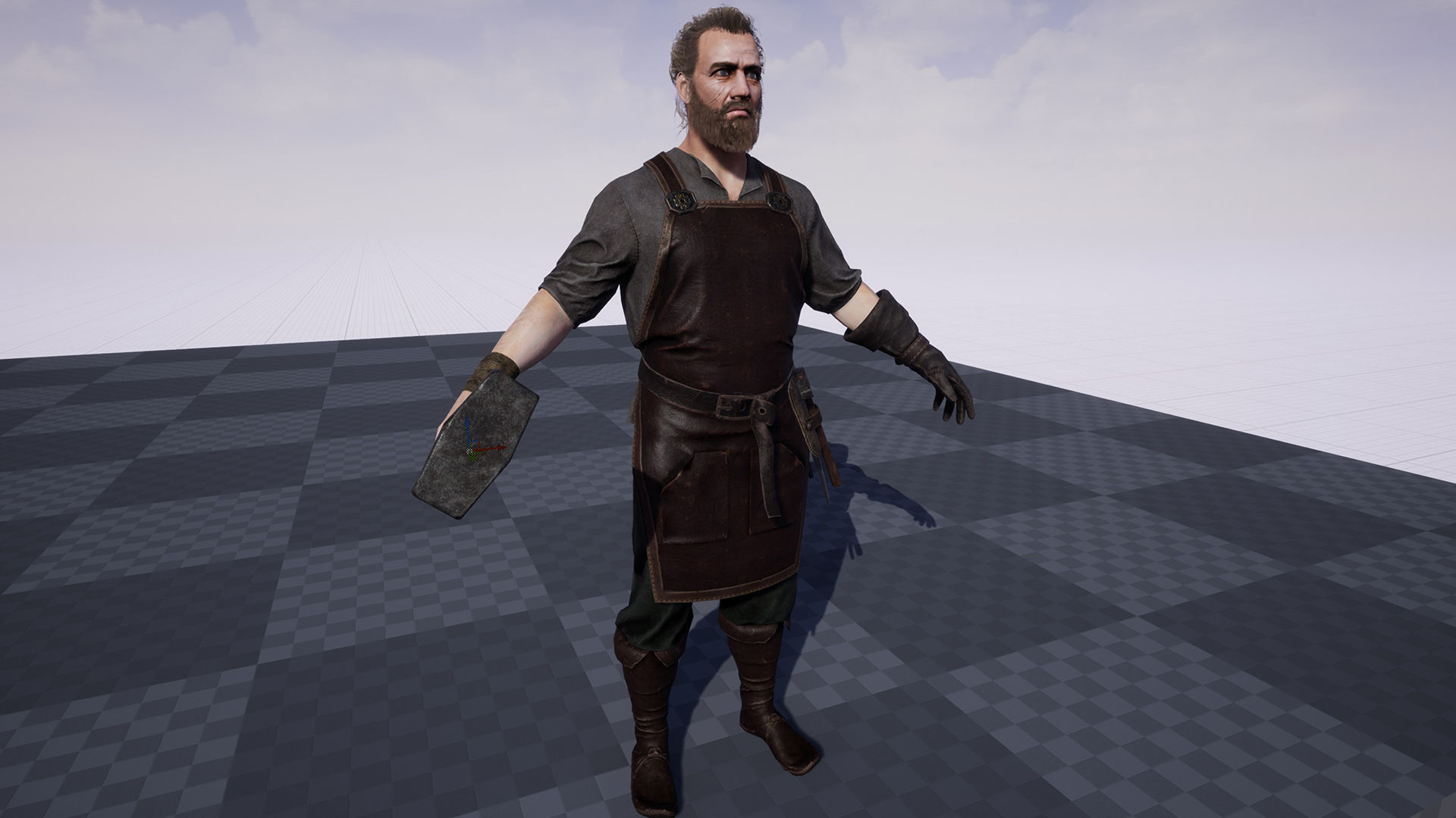 Blacksmith man in apron Low-poly 3D model_12
