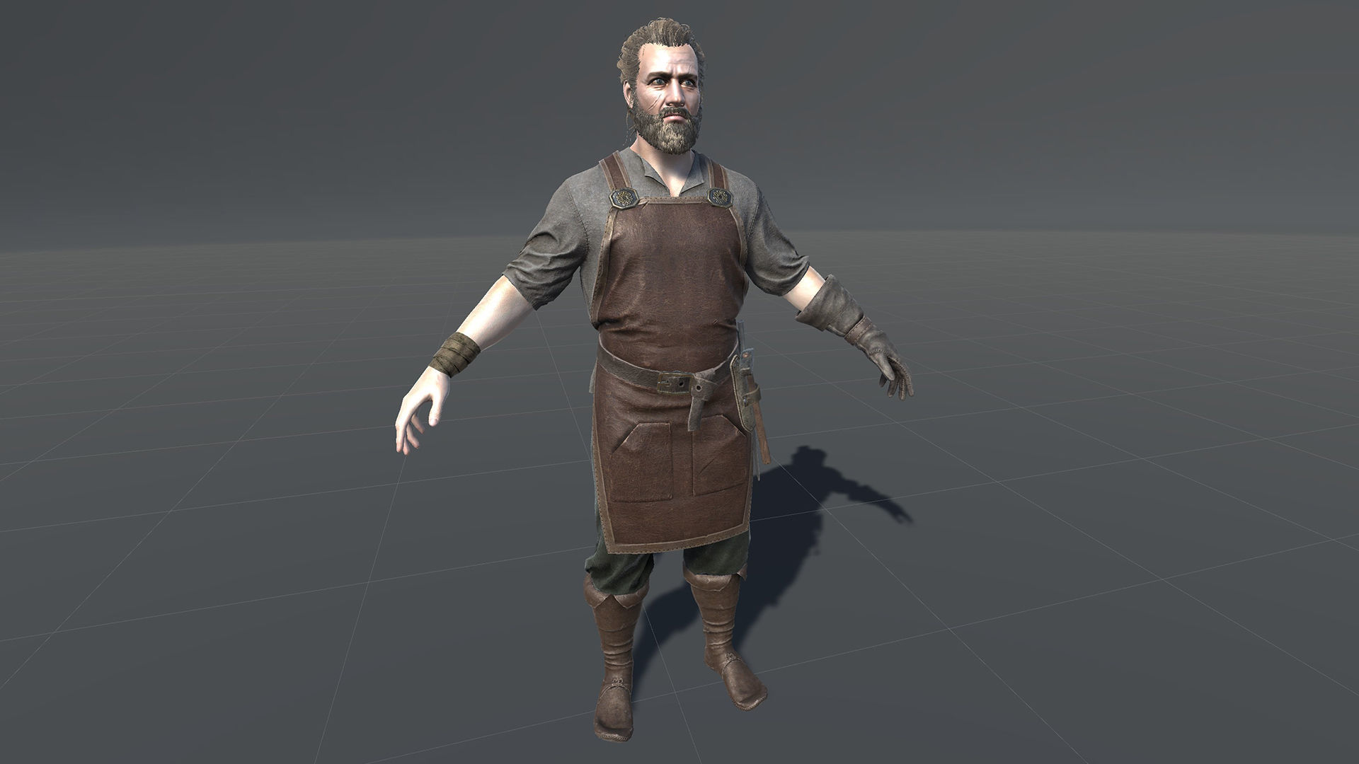 Blacksmith man in apron Low-poly 3D model_20