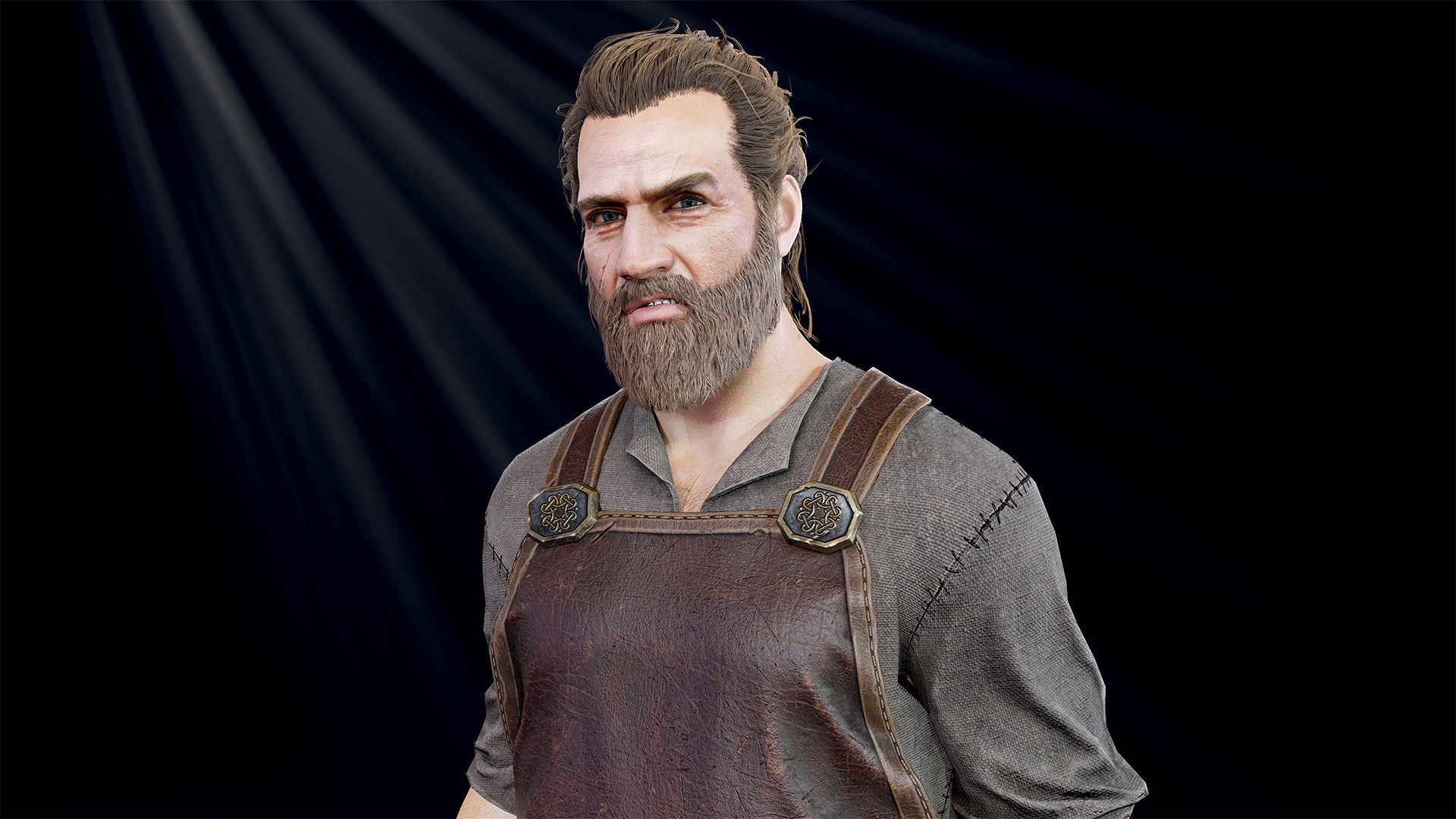 Blacksmith man in apron Low-poly 3D model_11