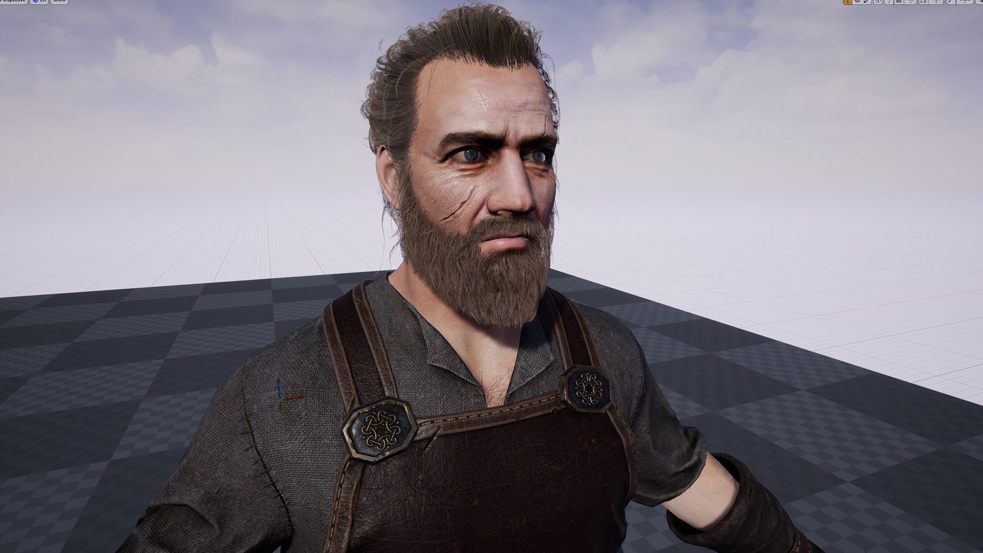 Blacksmith man in apron Low-poly 3D model_13