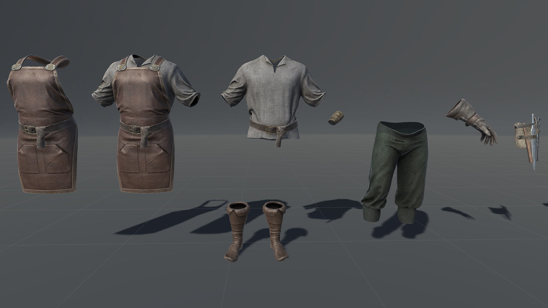 Blacksmith man in apron Low-poly 3D model_24