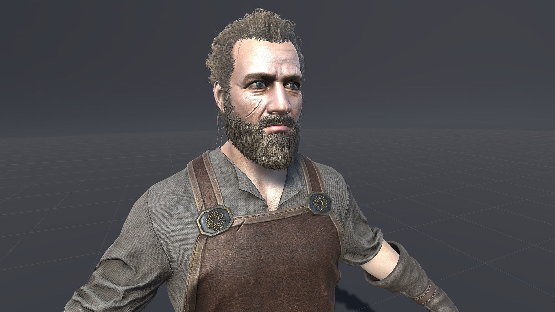 Blacksmith man in apron Low-poly 3D model_21