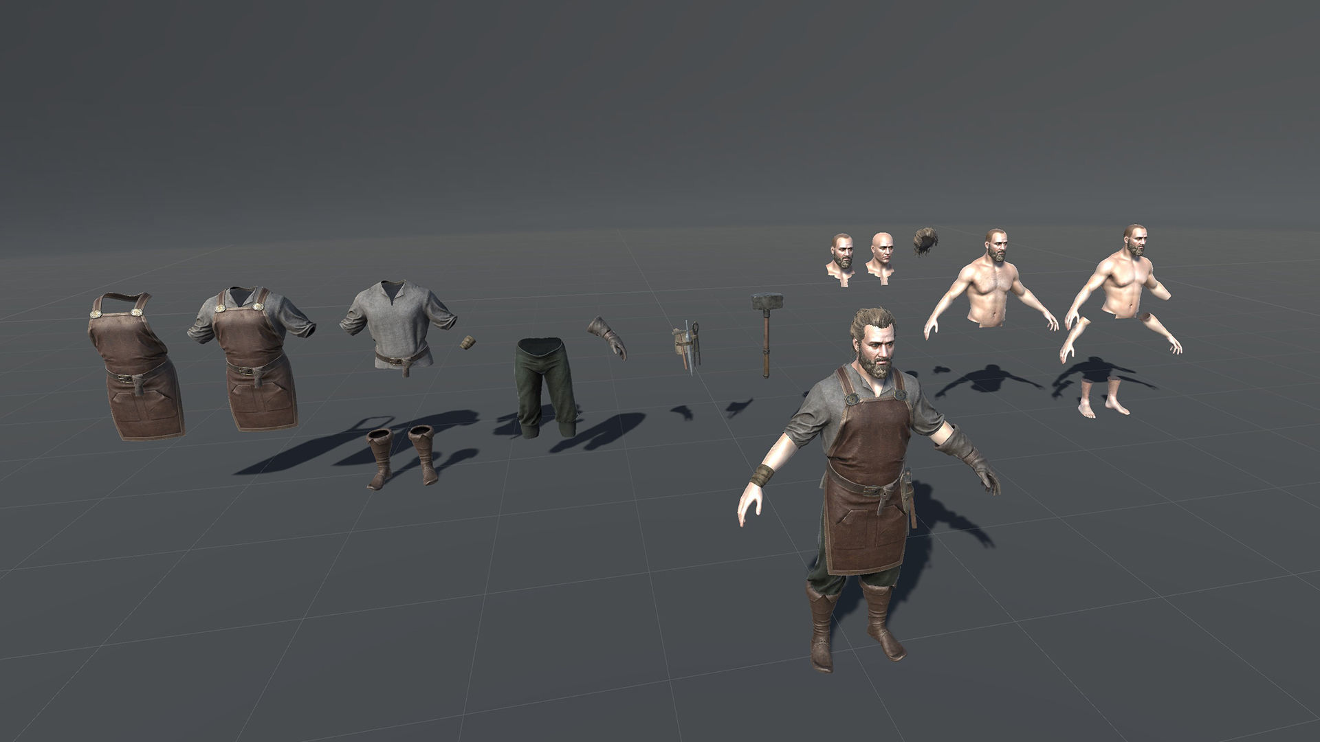Blacksmith man in apron Low-poly 3D model_26
