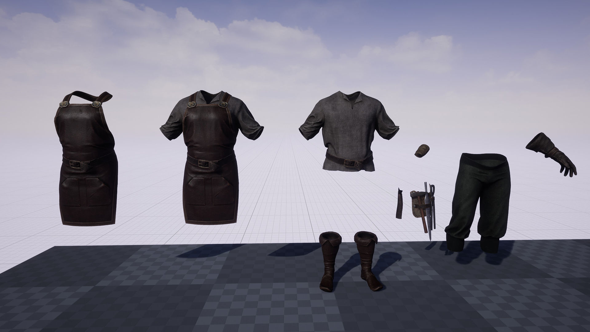 Blacksmith man in apron Low-poly 3D model_16