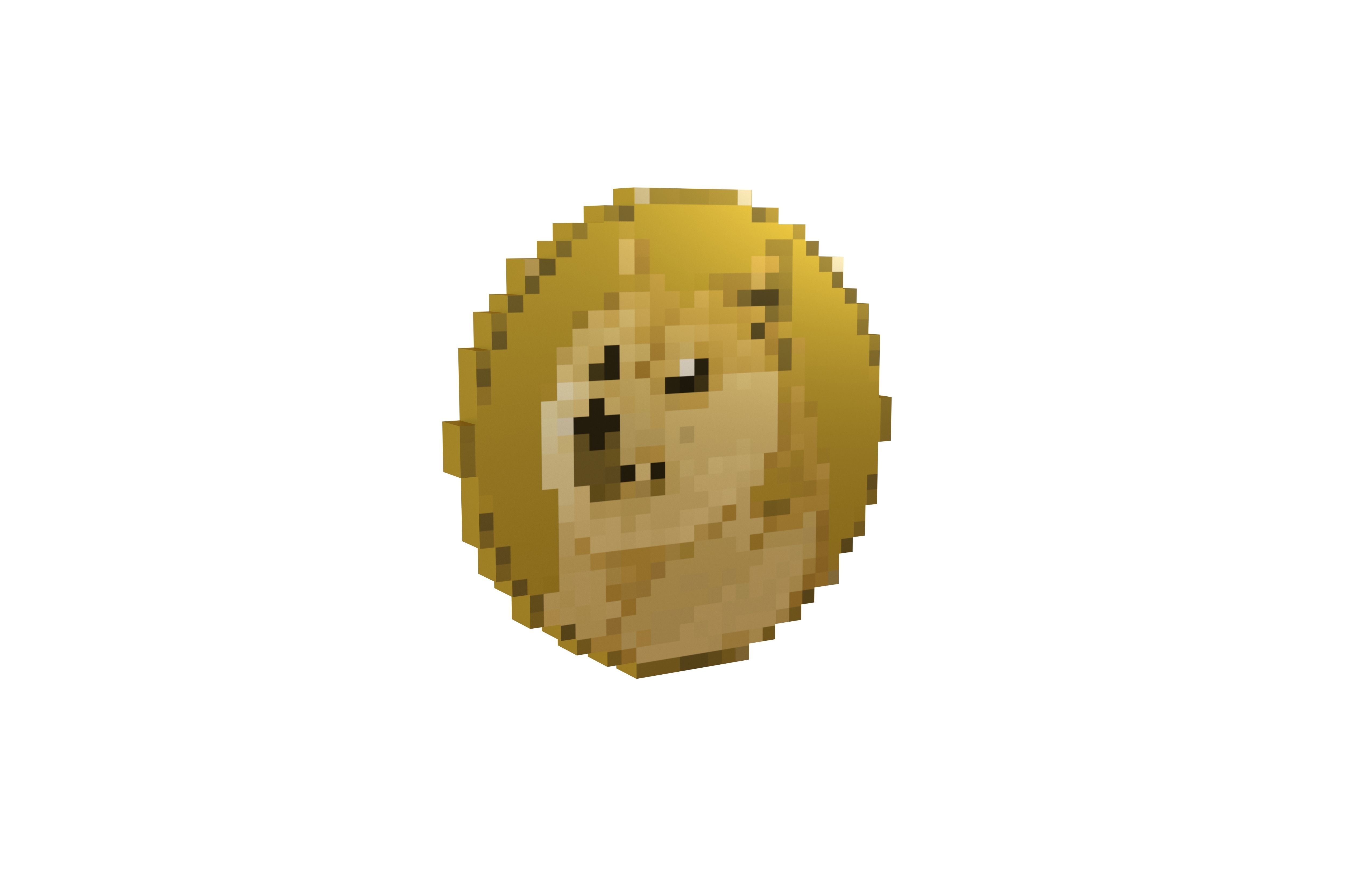 Pixel Dogecoin v1 002 Low-poly 3D model_1