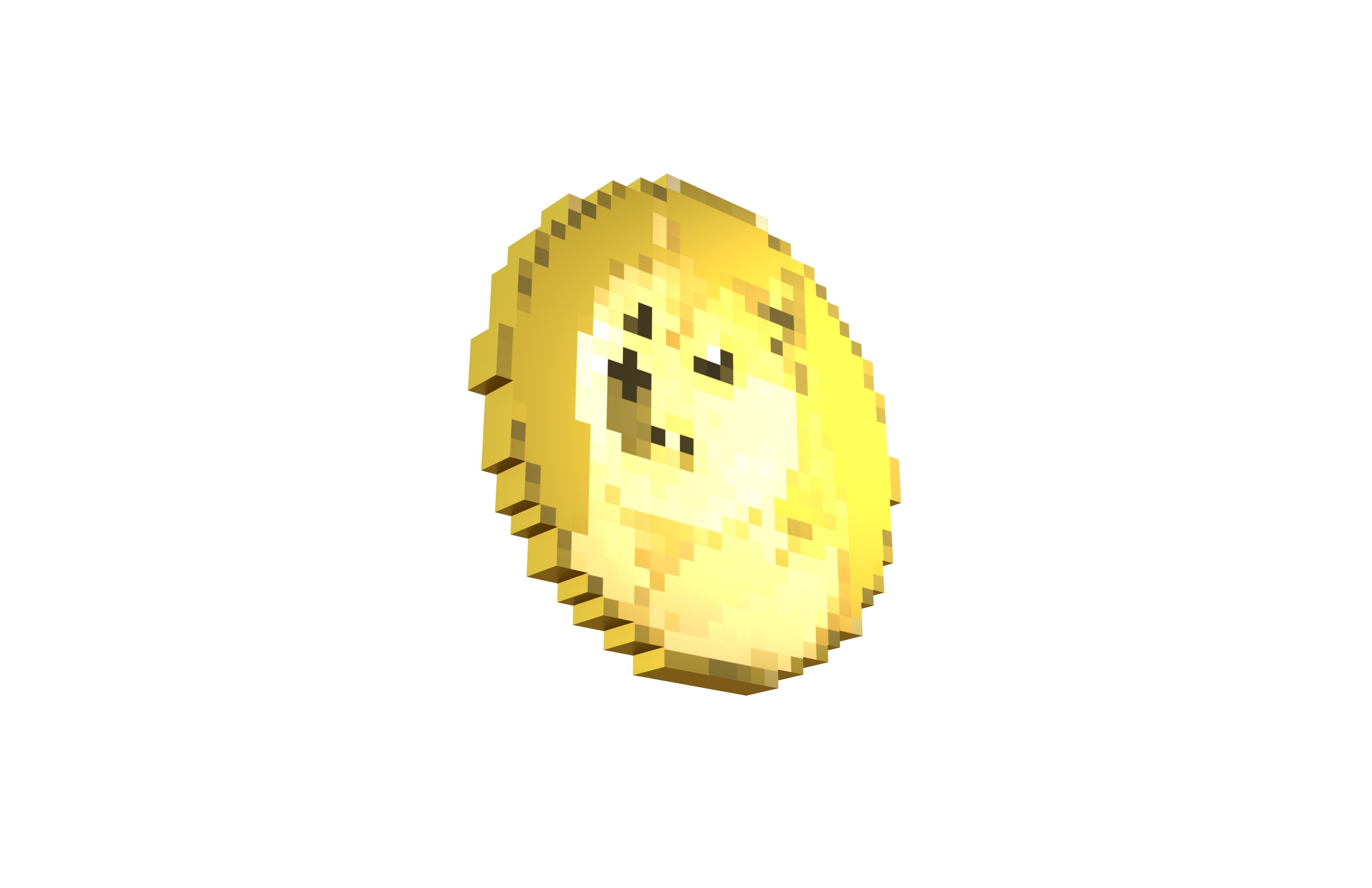 Pixel Dogecoin v1 002 Low-poly 3D model_2