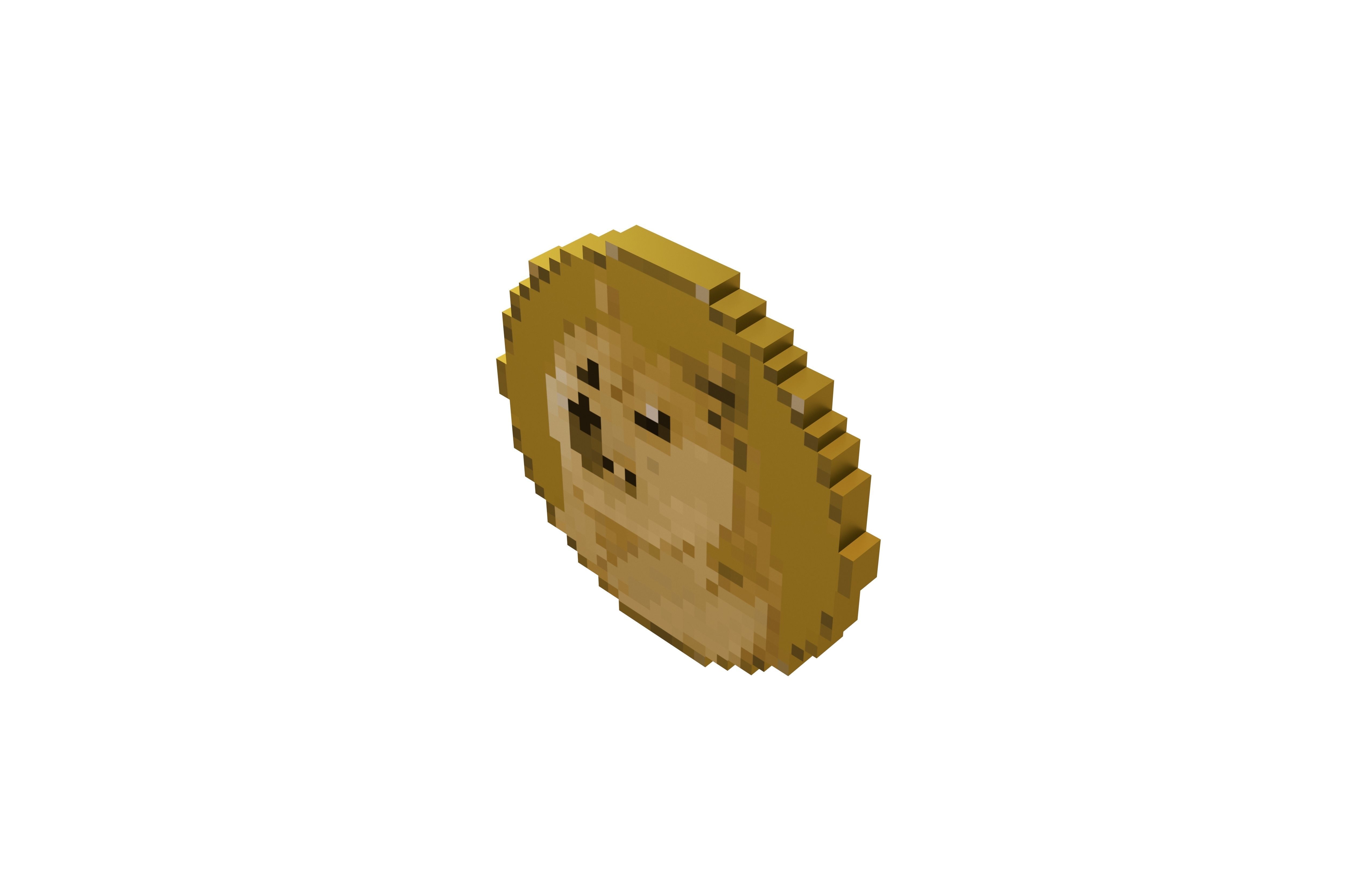 Pixel Dogecoin v1 002 Low-poly 3D model_3