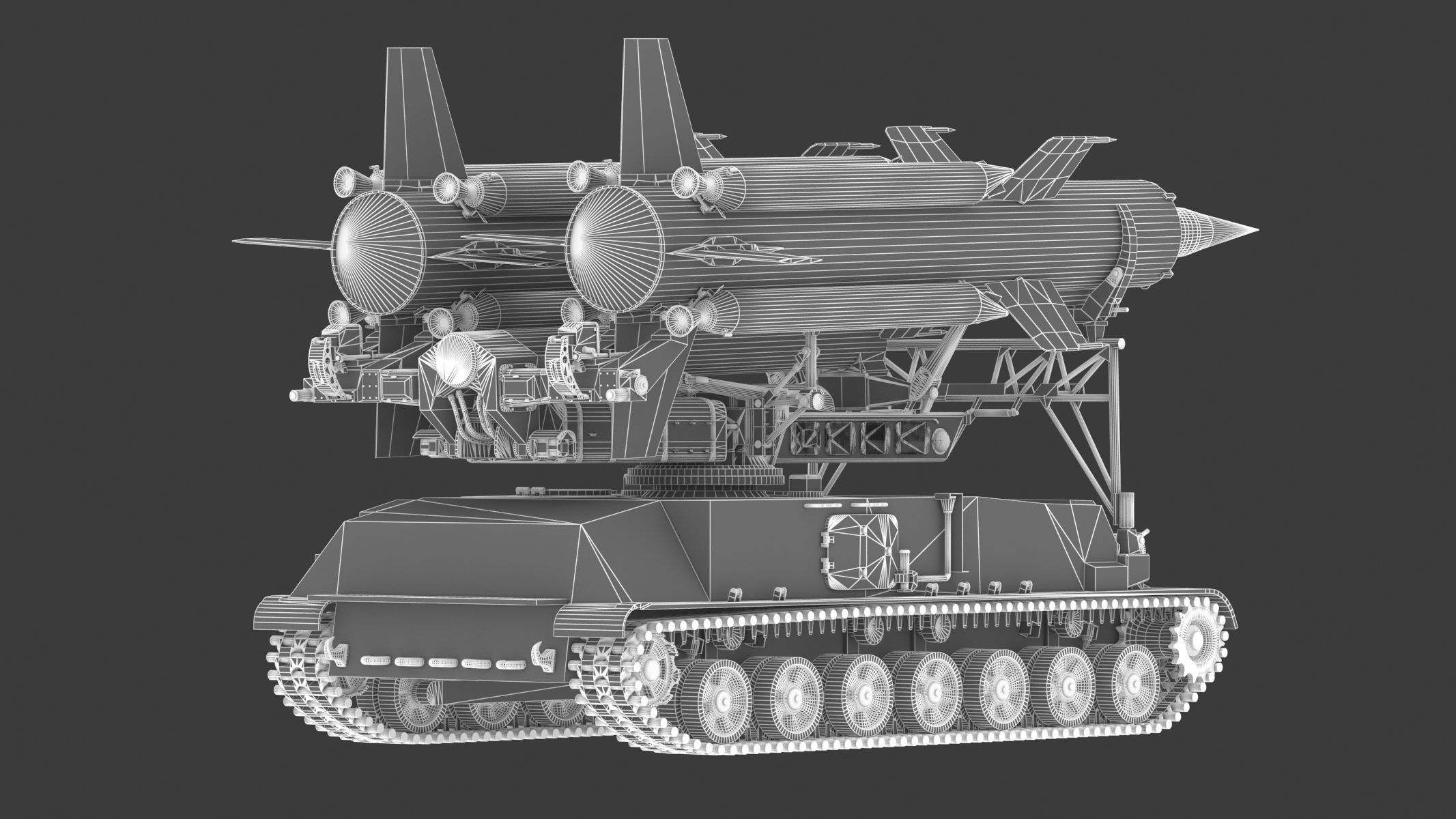 2K11 Kub Low Poly SA-4 Ganef Low-poly 3D model_24