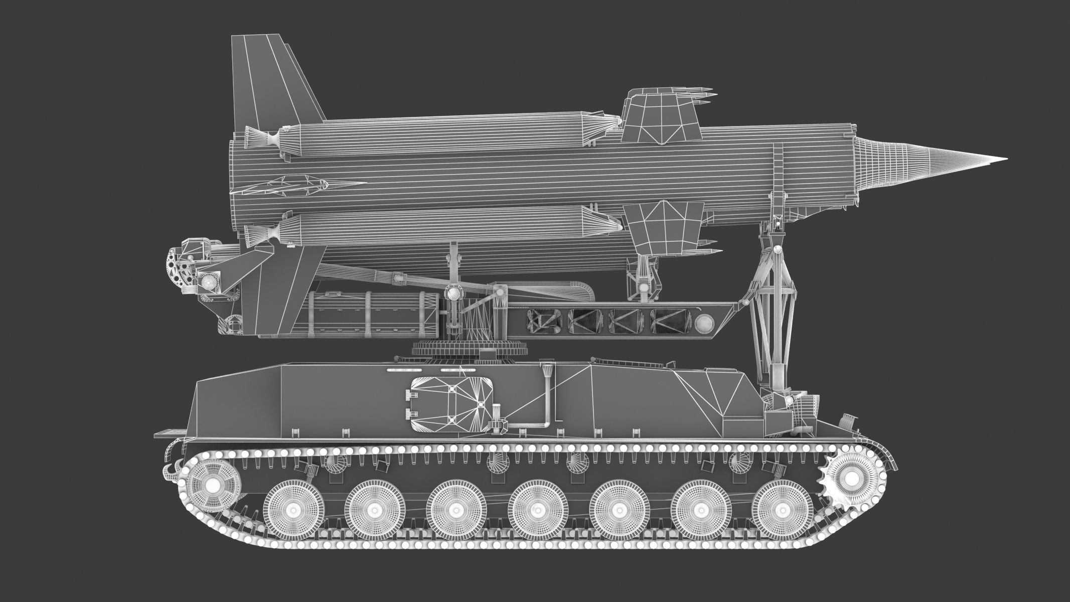2K11 Kub Low Poly SA-4 Ganef Low-poly 3D model_23