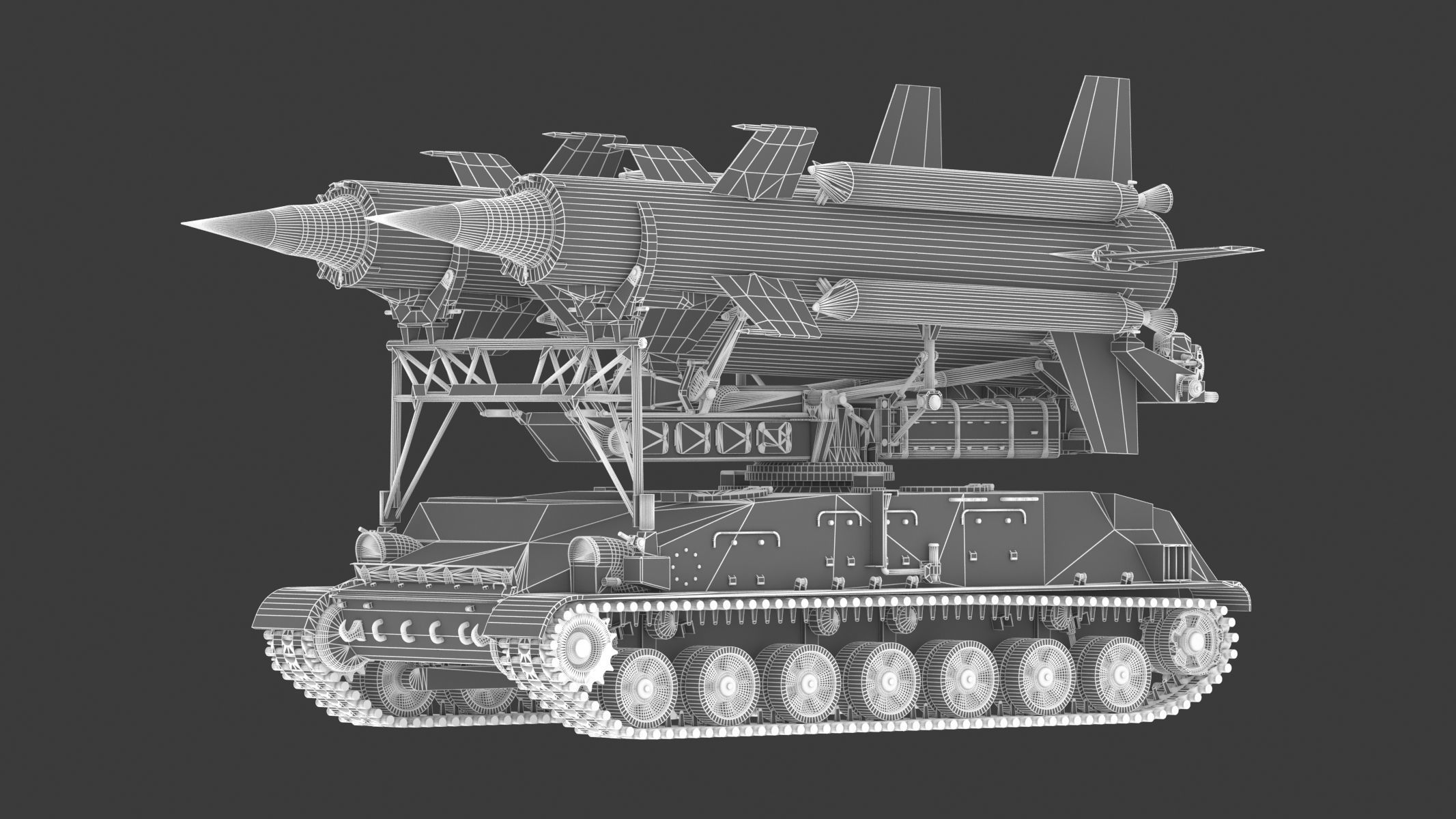 2K11 Kub Low Poly SA-4 Ganef Low-poly 3D model_20