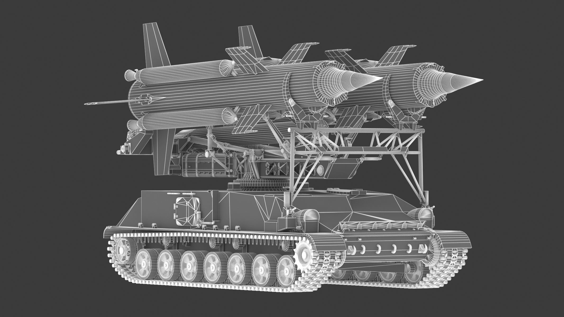 2K11 Kub Low Poly SA-4 Ganef Low-poly 3D model_22