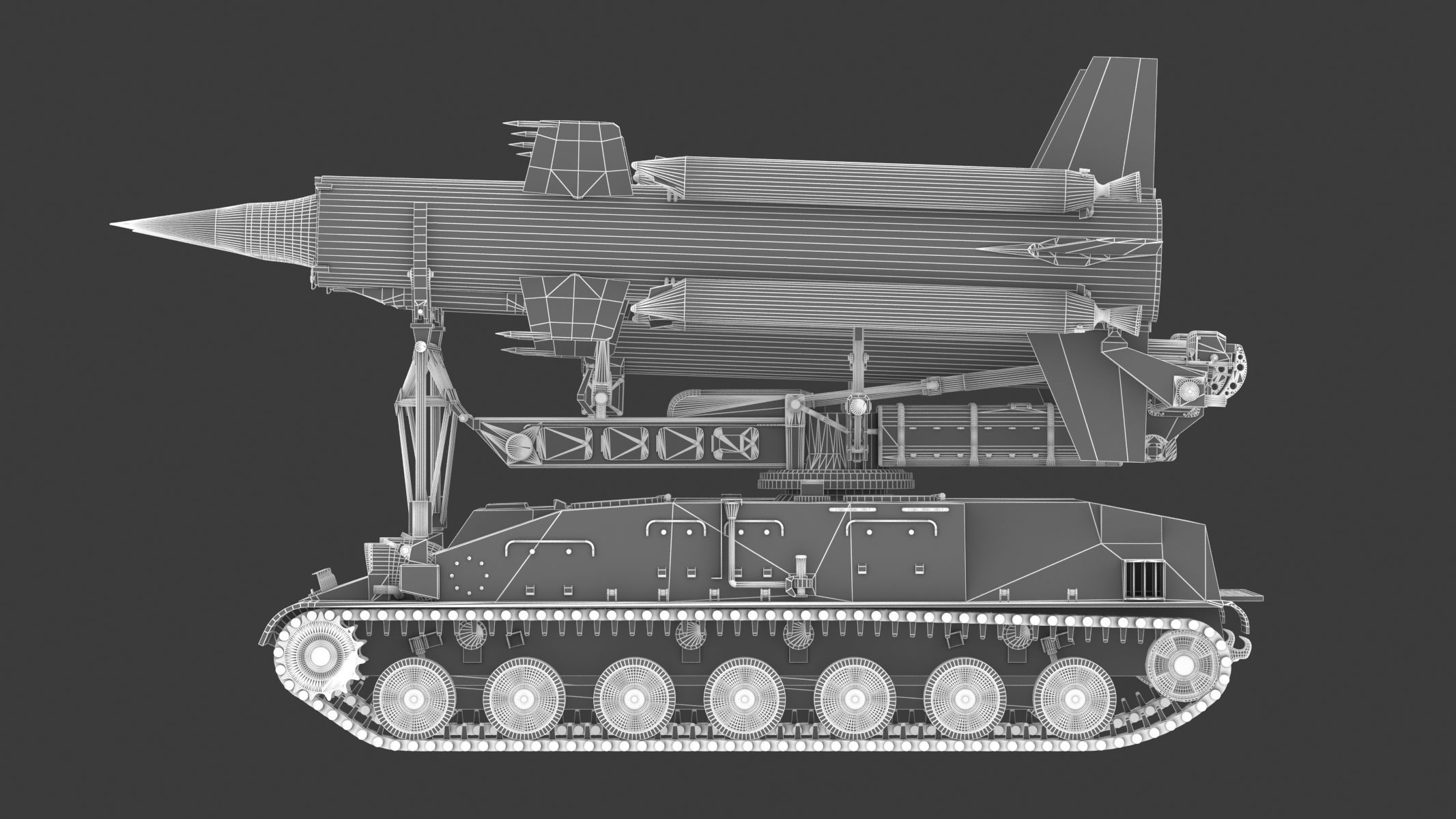 2K11 Kub Low Poly SA-4 Ganef Low-poly 3D model_27