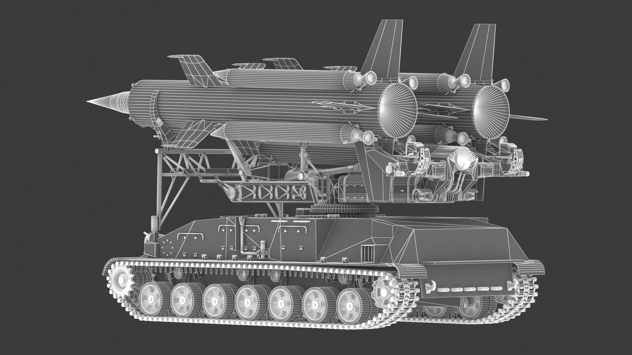 2K11 Kub Low Poly SA-4 Ganef Low-poly 3D model_26