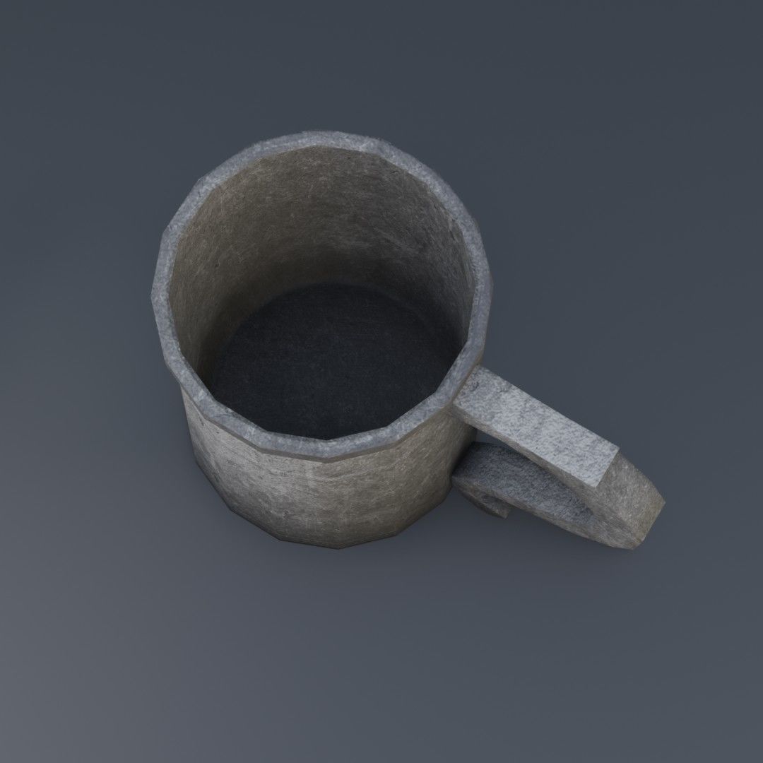 Medieval mug Low-poly 3D model_2