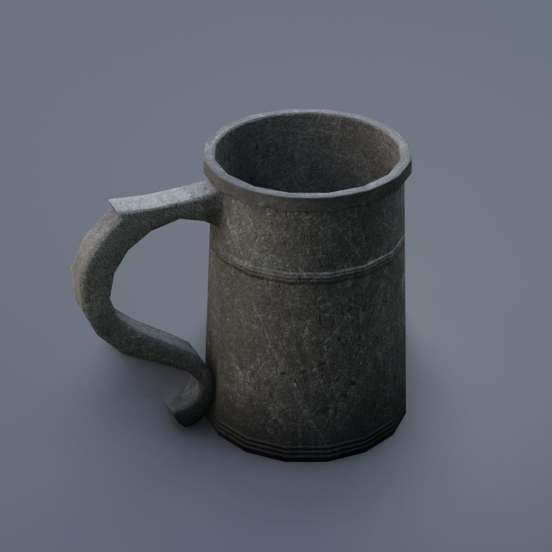 Medieval mug Low-poly 3D model_1