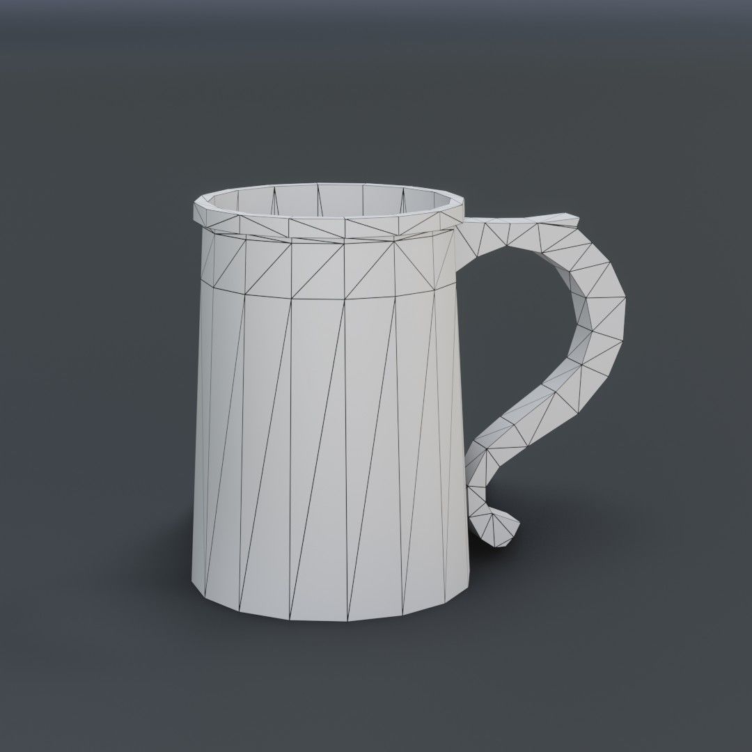 Medieval mug Low-poly 3D model_4