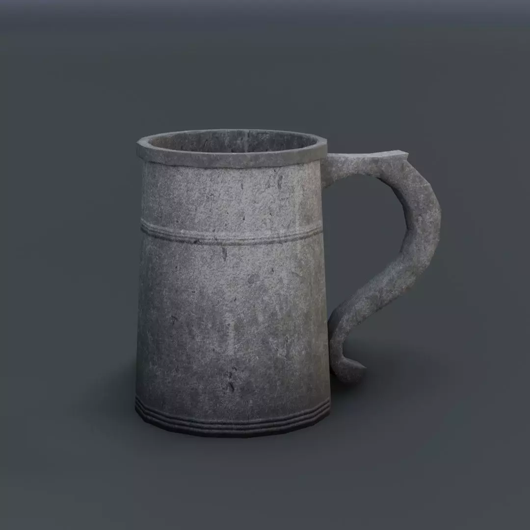 Medieval mug Low-poly 3D model_0