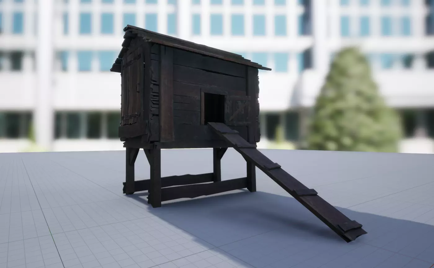 Old Chicken Barn - PBR Low-poly 3D model