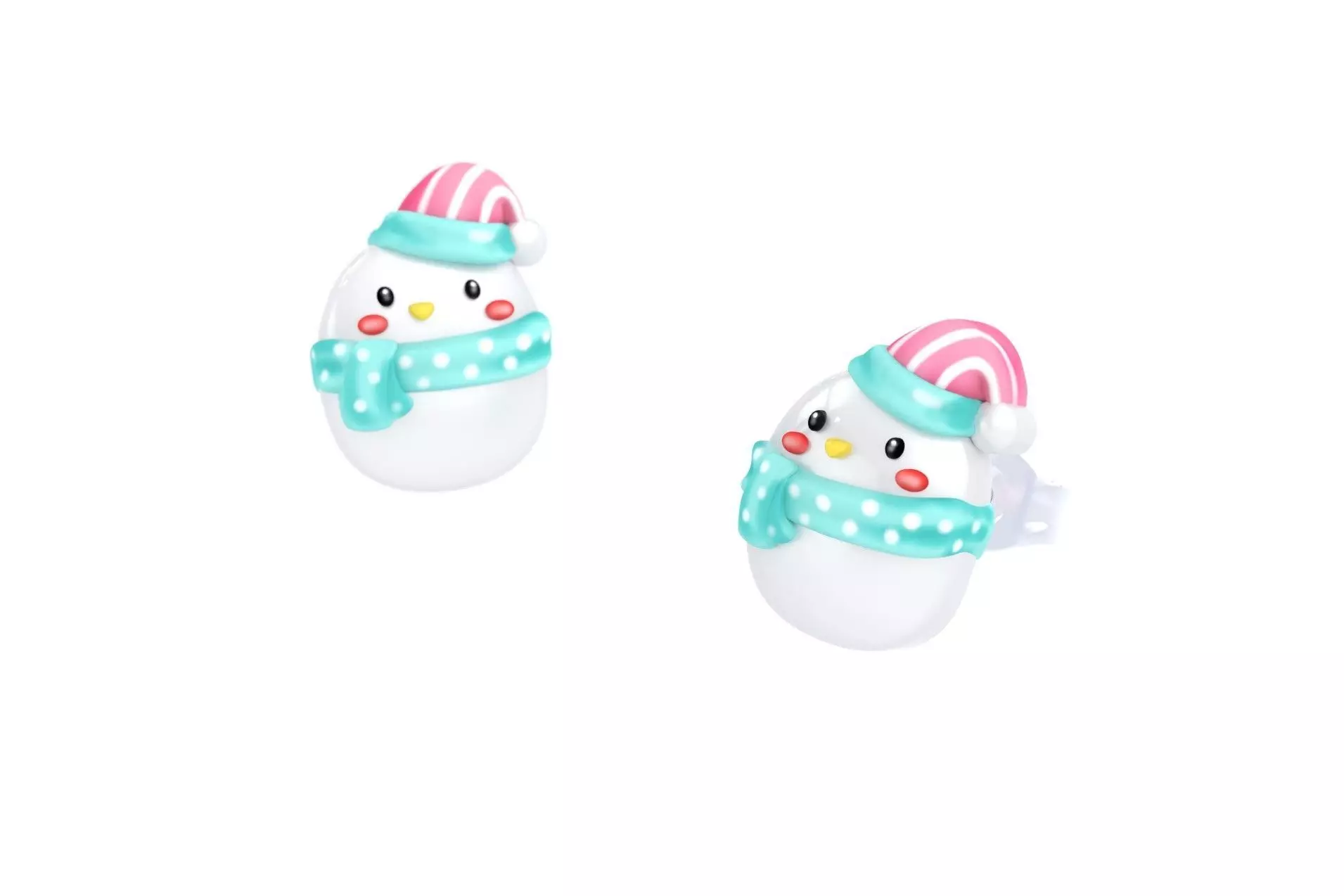 Snowman Earrings 3D print model_0