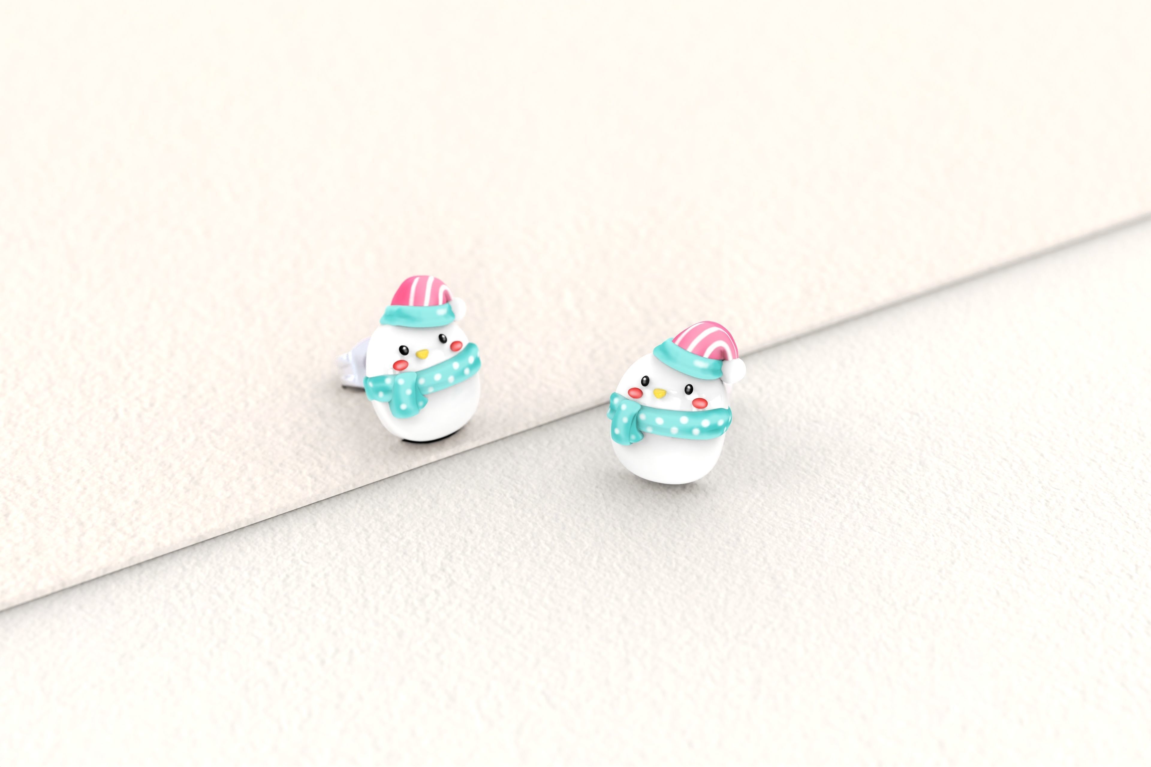 Snowman Earrings 3D print model_1