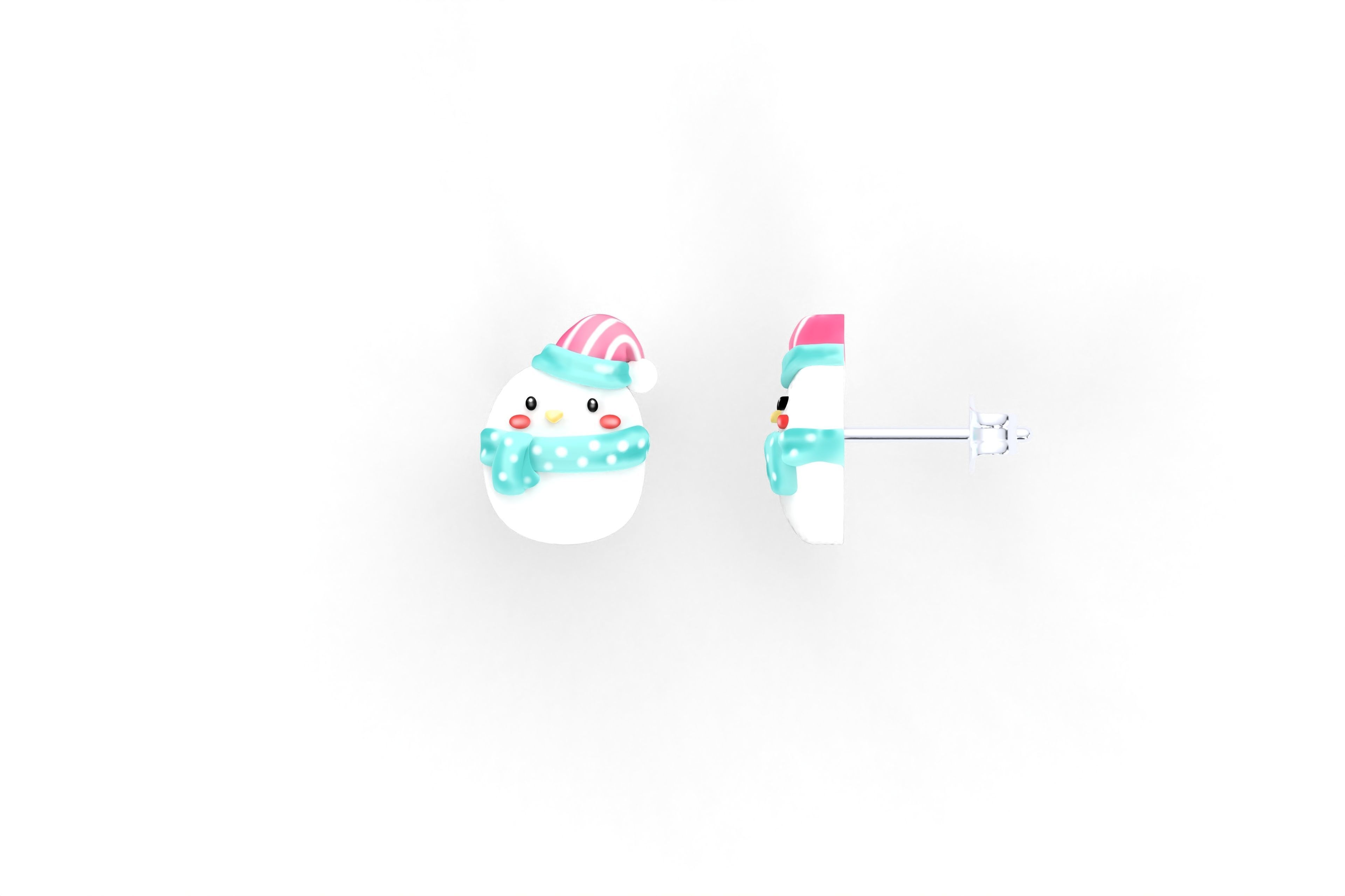 Snowman Earrings 3D print model_2