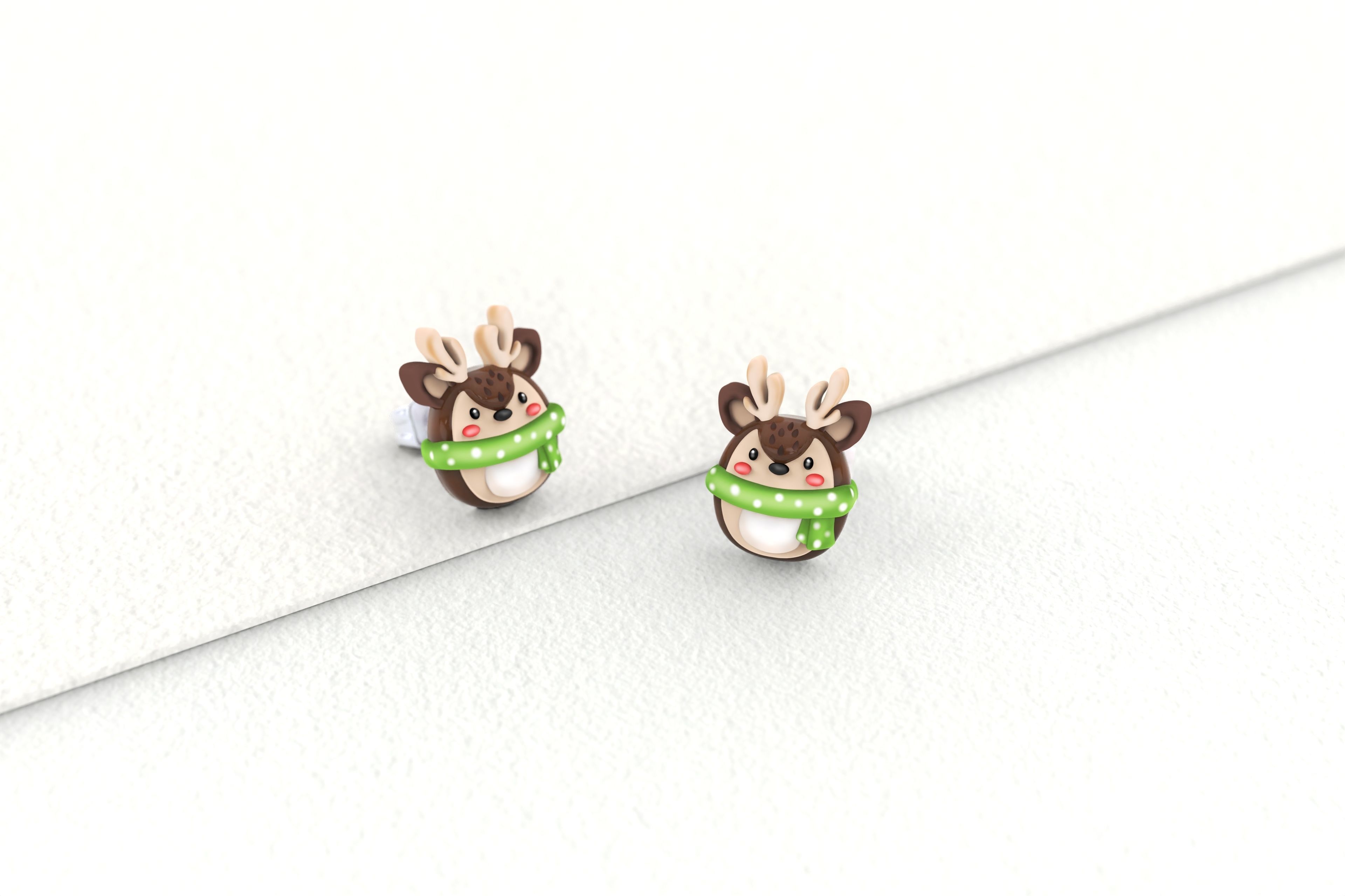 Reindeer Earrings 3D print model_1