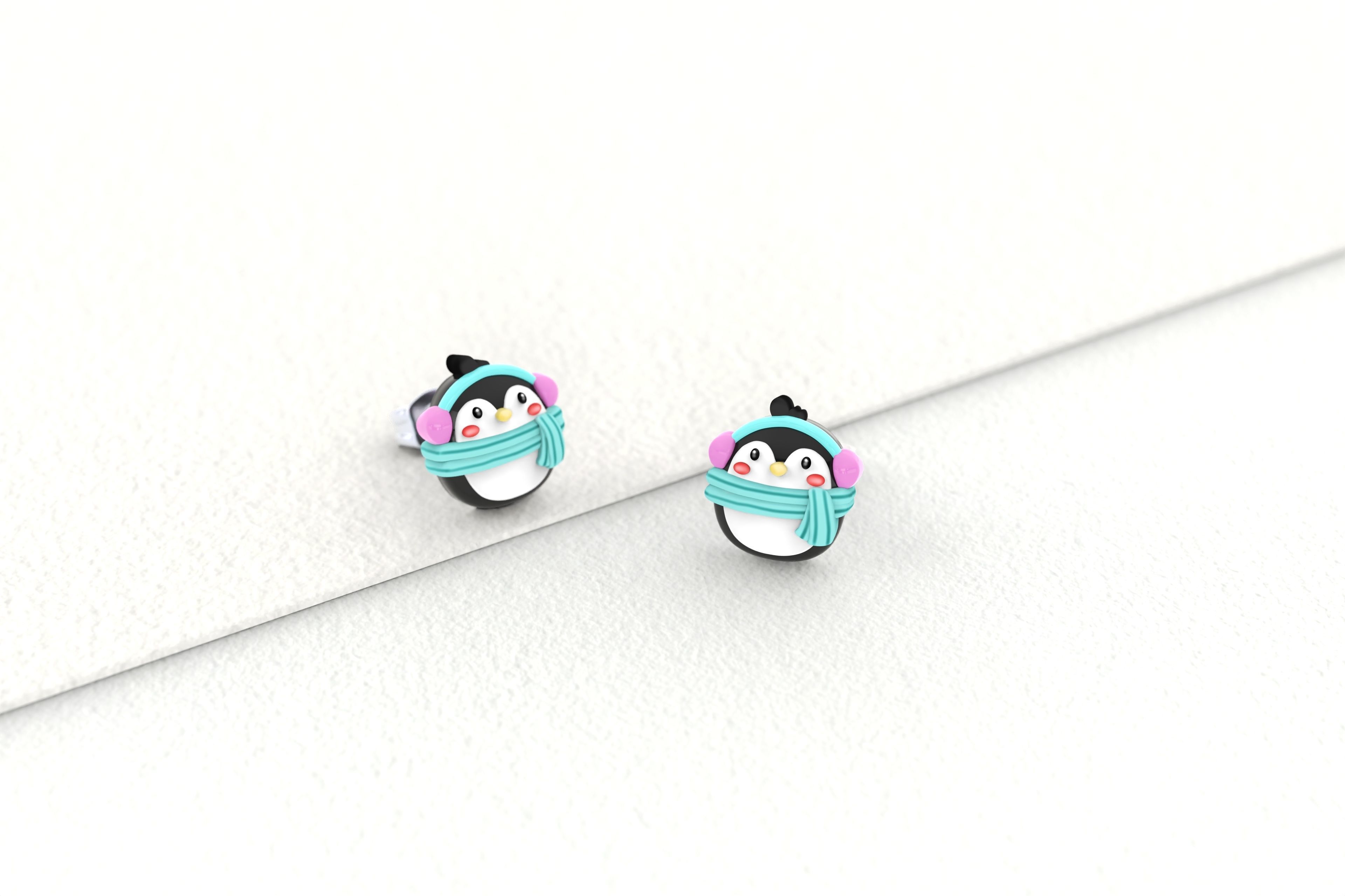 Penguin Earrings 3D print model_1