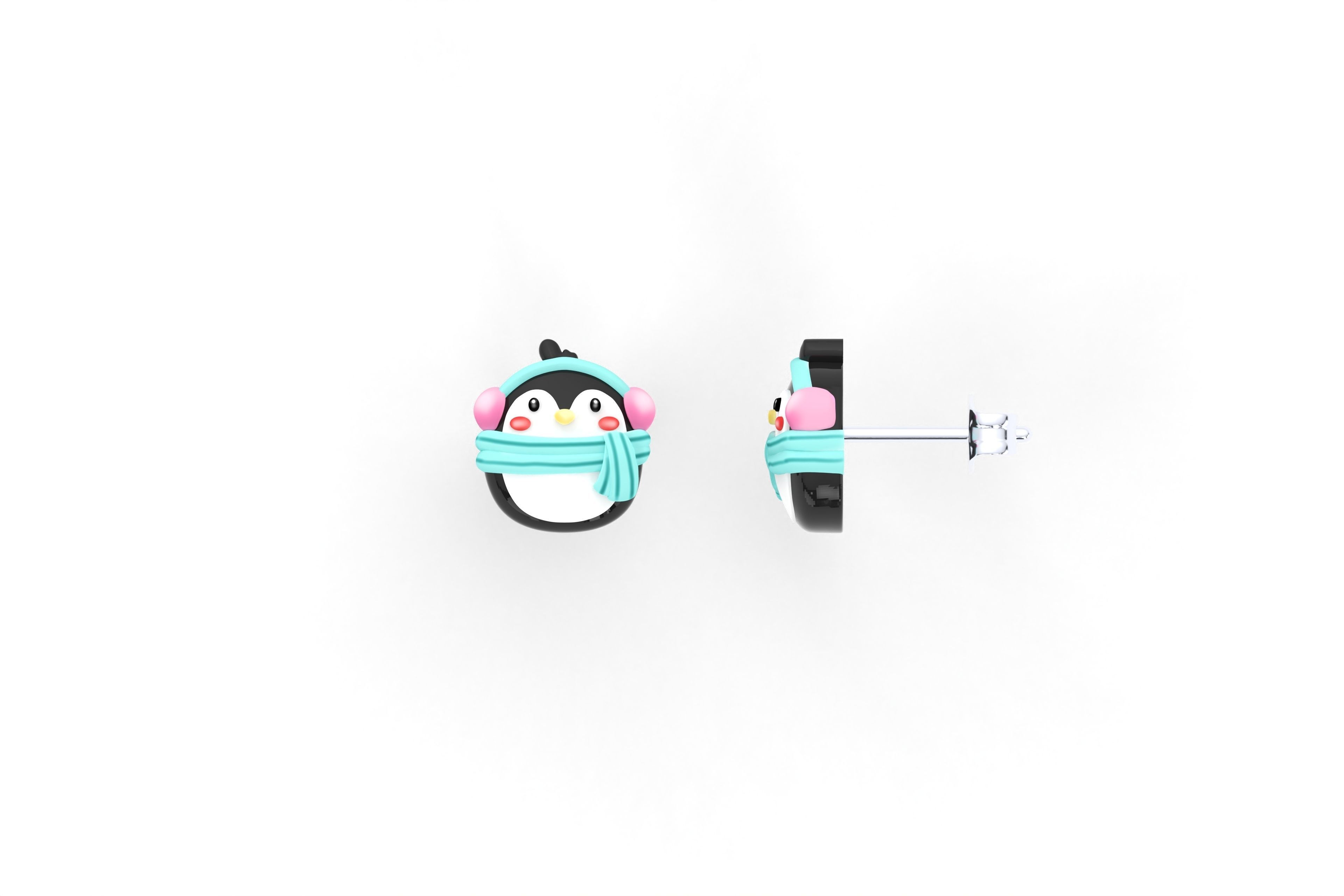 Penguin Earrings 3D print model_2
